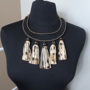 NWOT Chico's Black/Gold Luna Bib Necklace